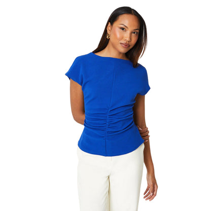 Blue - Front - Principles Womens-Ladies Textured Jersey Ruched Front Top