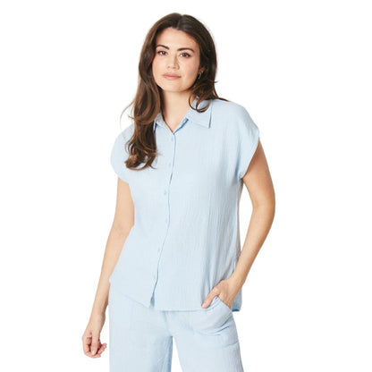 Blue - Front - Principles Womens-Ladies Co Ord Double Gauze Shirt
