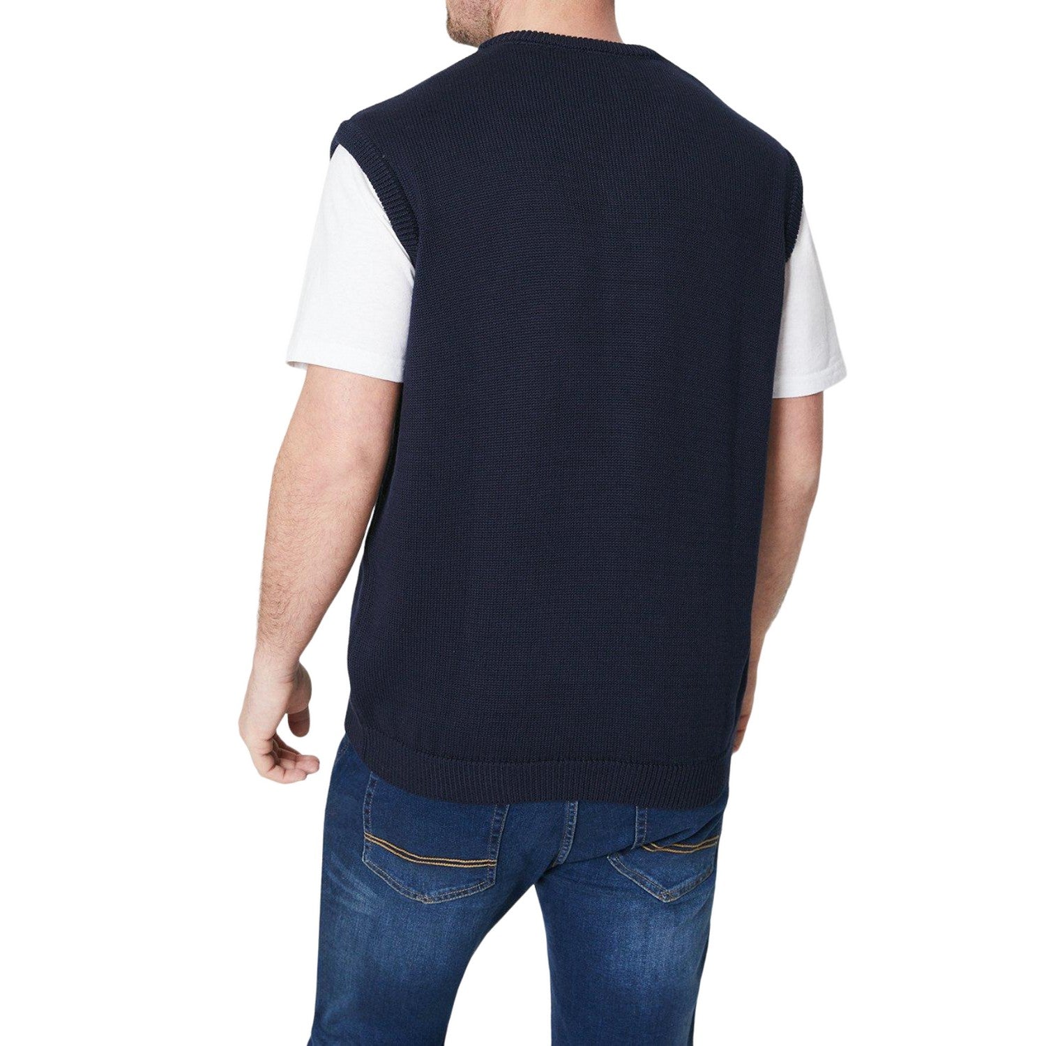 Navy - Back - Maine Mens Premium Knitted Vest Jumper