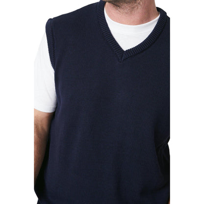 Navy - Side - Maine Mens Premium Knitted Vest Jumper