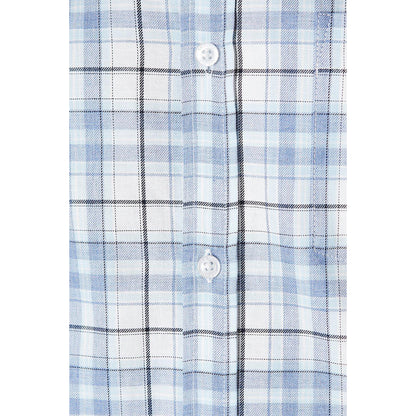 Light Blue - Side - Maine Mens Graph Checked Oxford Short-Sleeved Shirt