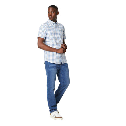 Light Blue - Lifestyle - Maine Mens Graph Checked Oxford Short-Sleeved Shirt