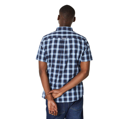 Bright Blue - Back - Maine Mens Shadow Checked Shirt