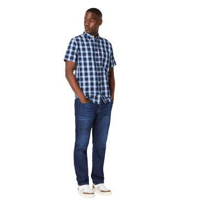 Bright Blue - Side - Maine Mens Shadow Checked Shirt