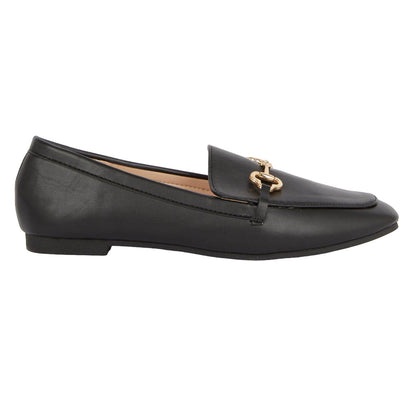 Black - Back - Principles Womens-Ladies Lottie Snaffle Detail Flat Loafers