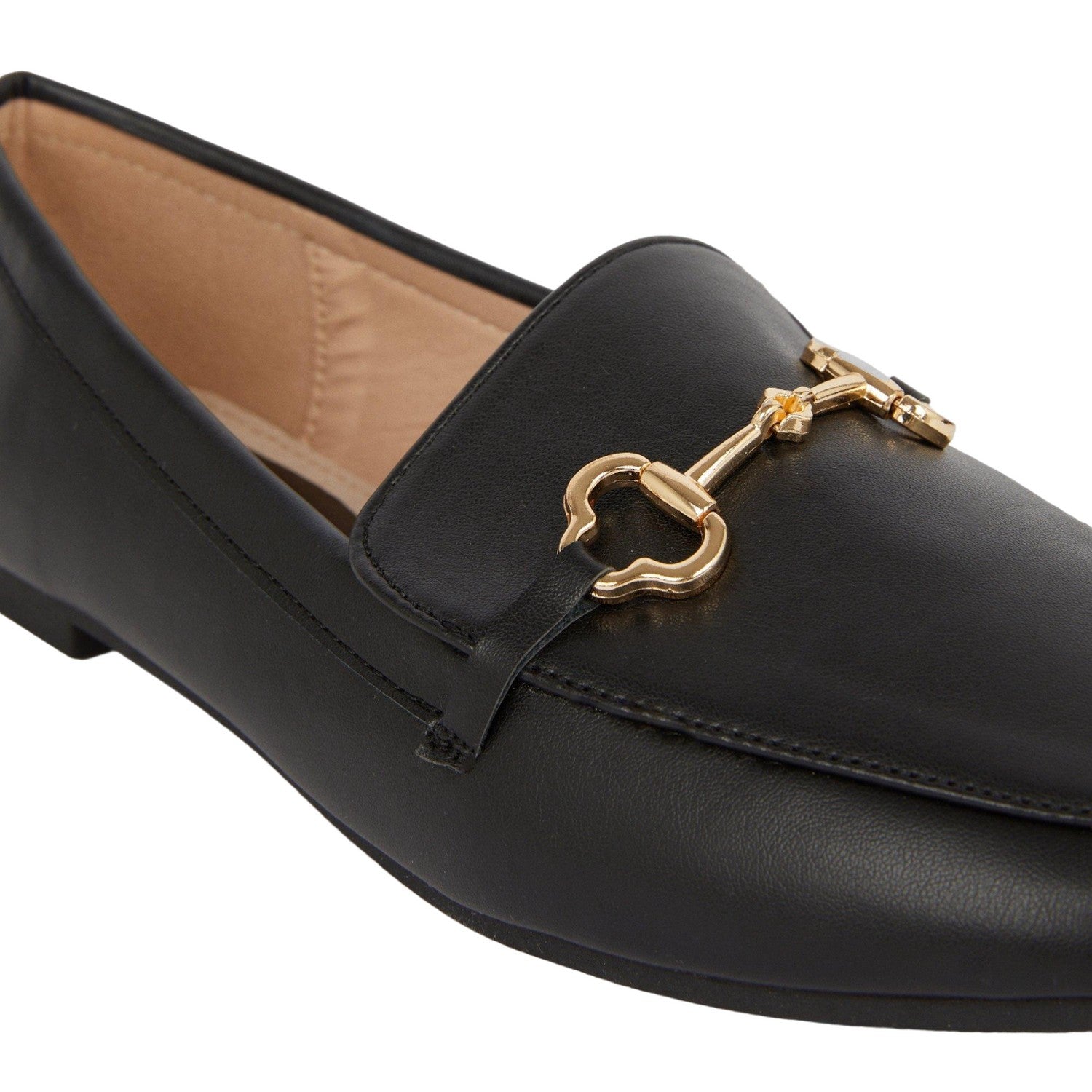 Black - Side - Principles Womens-Ladies Lottie Snaffle Detail Flat Loafers