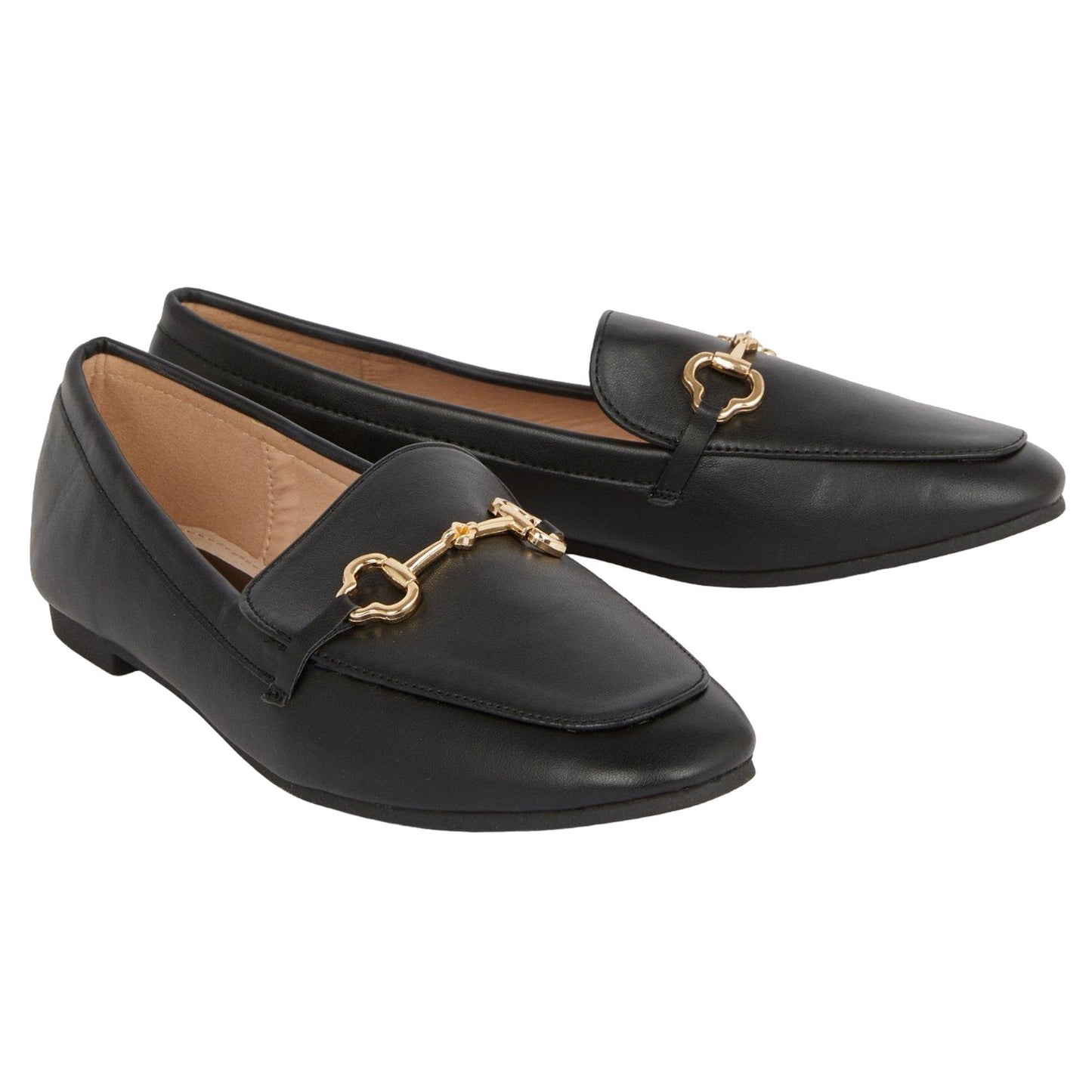 Black - Front - Principles Womens-Ladies Lottie Snaffle Detail Flat Loafers