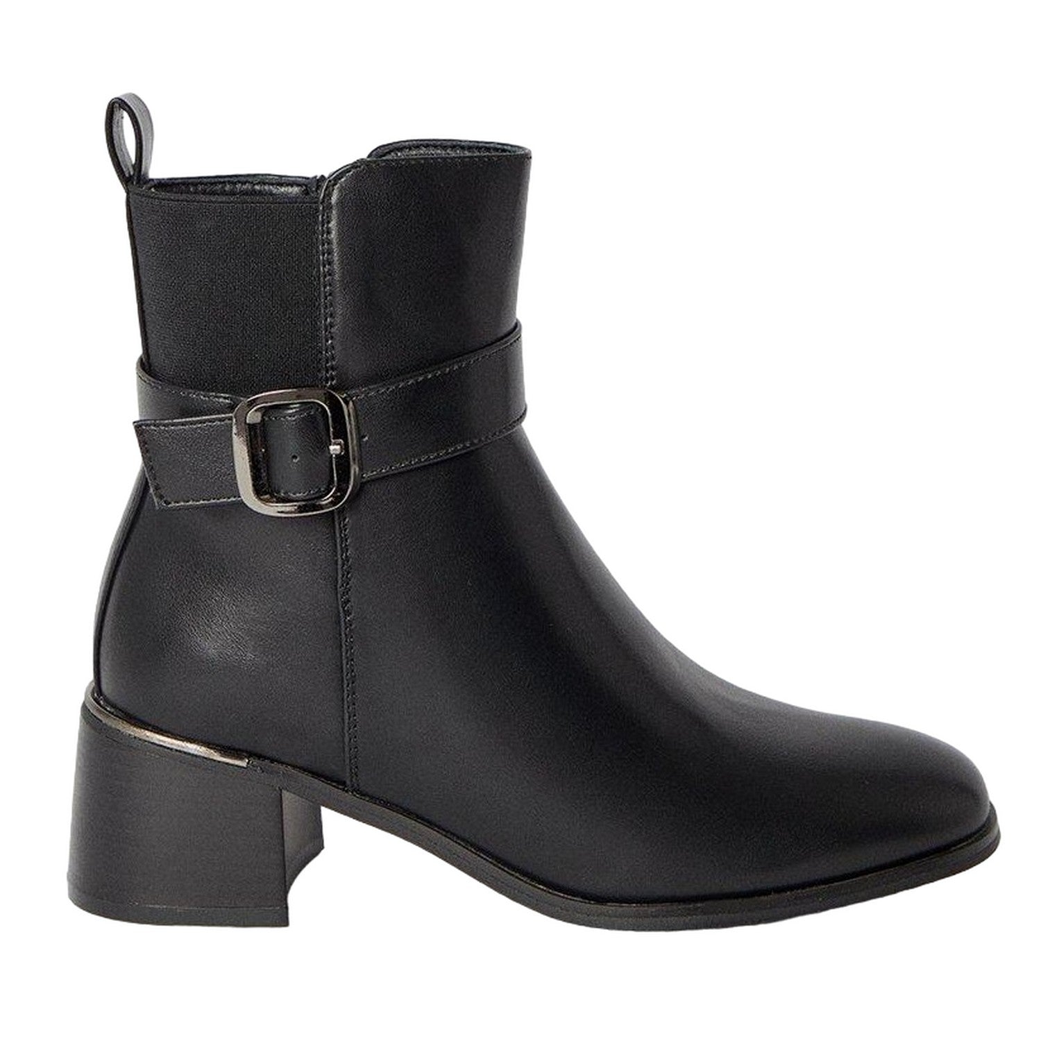 Black - Back - Principles Womens-Ladies Oriana Adjustable Strap Block Heel Ankle Boots