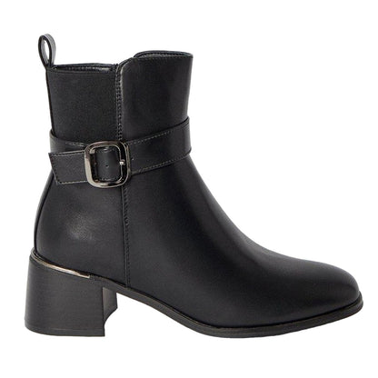 Black - Back - Principles Womens-Ladies Oriana Adjustable Strap Block Heel Ankle Boots