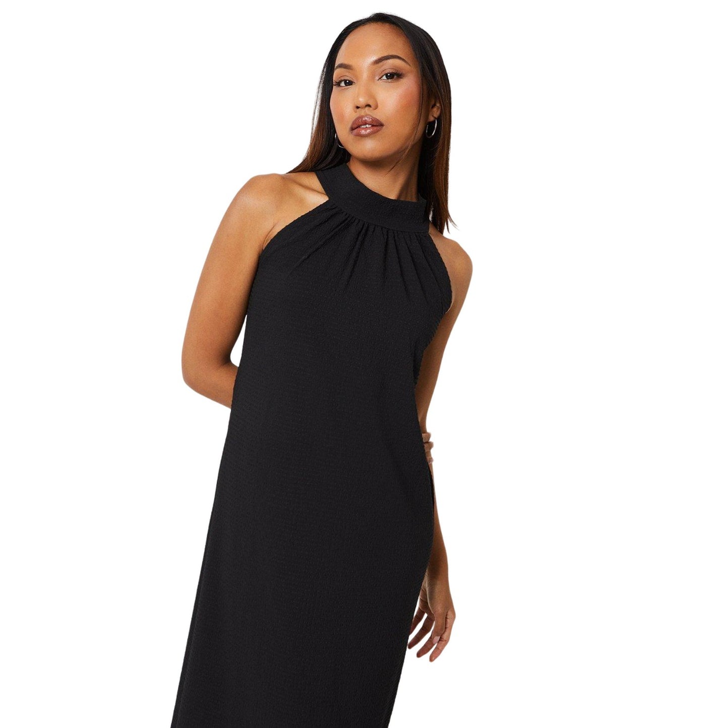 Black - Side - Principles Womens-Ladies Tiered Halter Neck Maxi Dress