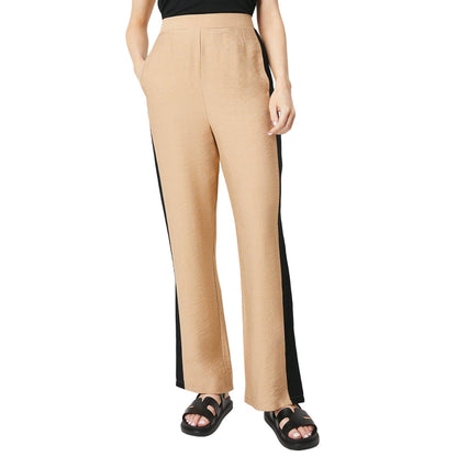 Tan - Front - Debenhams Womens-Ladies Side Stripe Trousers