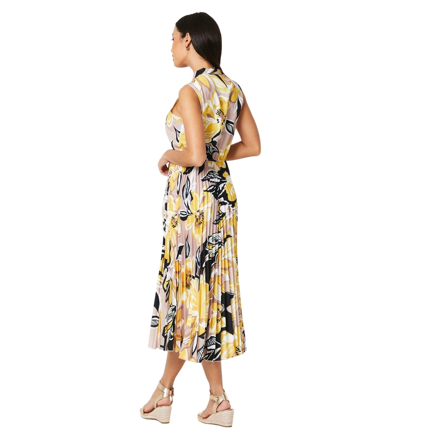 Stone - Back - Principles Womens-Ladies Tie Neck Sleeveless Midi Dress