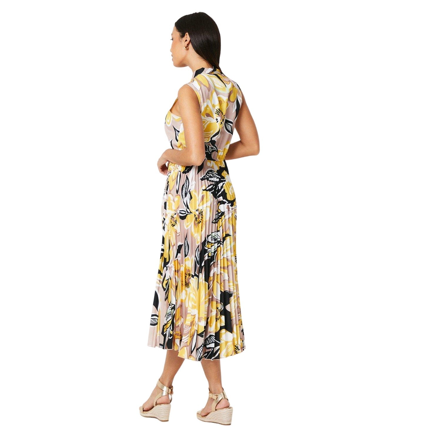 Stone - Back - Principles Womens-Ladies Tie Neck Sleeveless Midi Dress