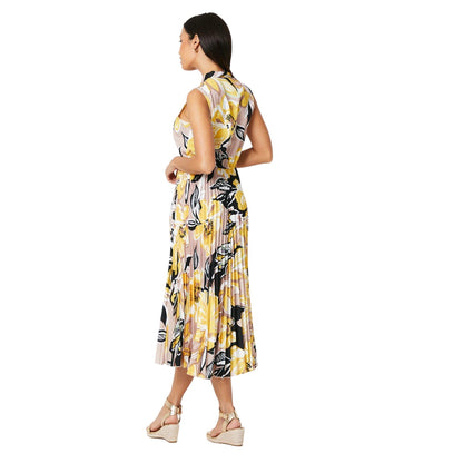 Stone - Back - Principles Womens-Ladies Tie Neck Sleeveless Midi Dress