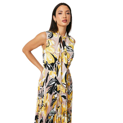 Stone - Side - Principles Womens-Ladies Tie Neck Sleeveless Midi Dress