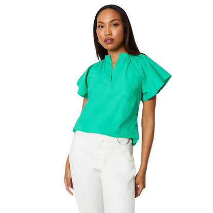 Green - Front - Principles Womens-Ladies Cotton Flutter Top