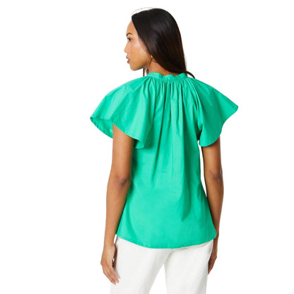 Green - Back - Principles Womens-Ladies Cotton Flutter Top