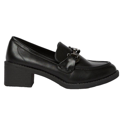 Black - Back - Principles Womens-Ladies Carlie Snaffle Detail Medium Heel Loafers