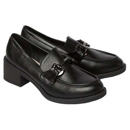 Black - Front - Principles Womens-Ladies Carlie Snaffle Detail Medium Heel Loafers