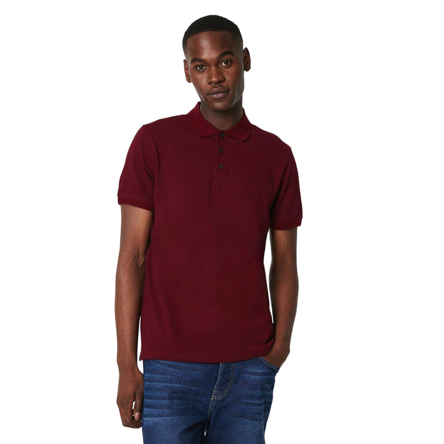 Burgundy - Front - Maine Mens Pique Washed Polo Shirt