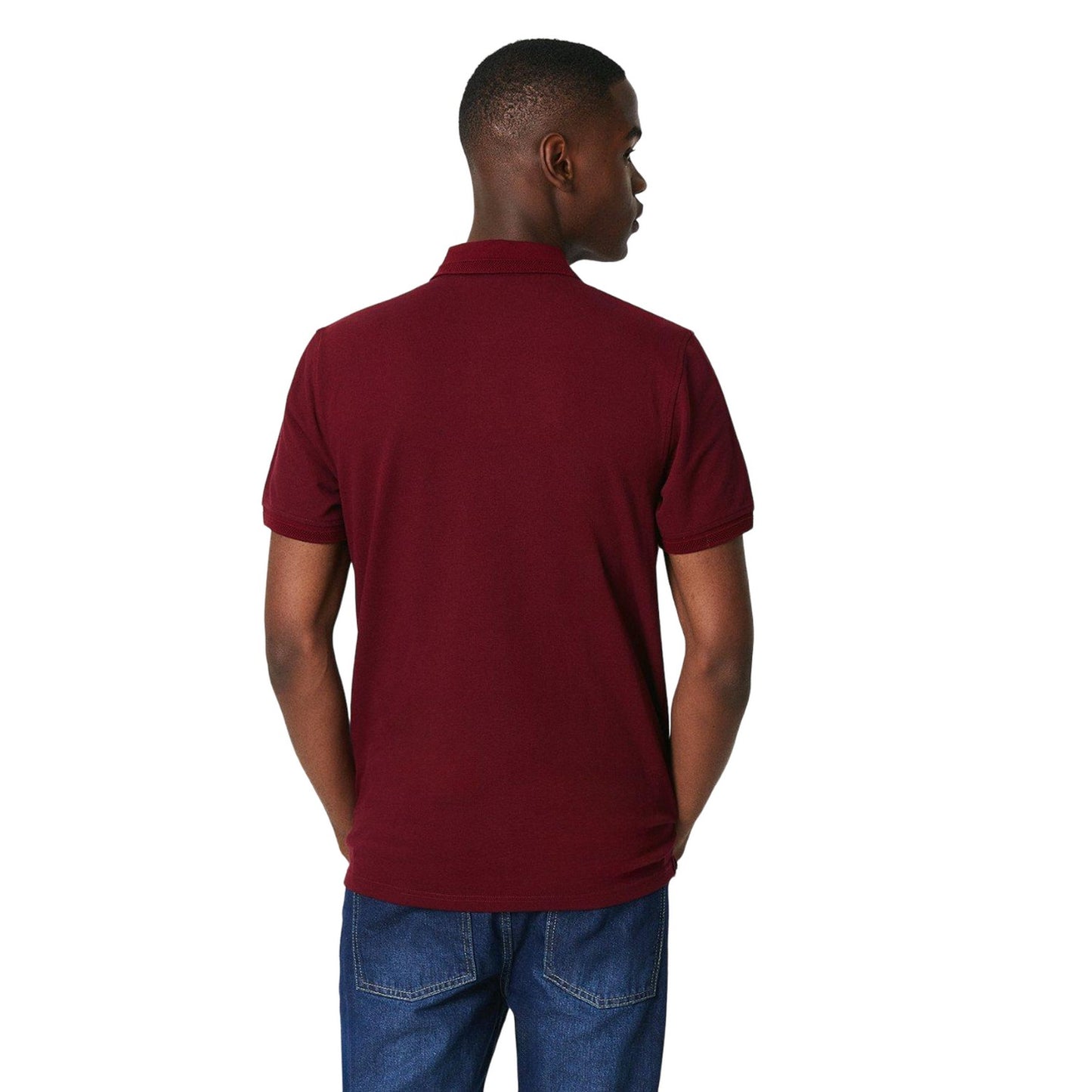 Burgundy - Back - Maine Mens Pique Washed Polo Shirt