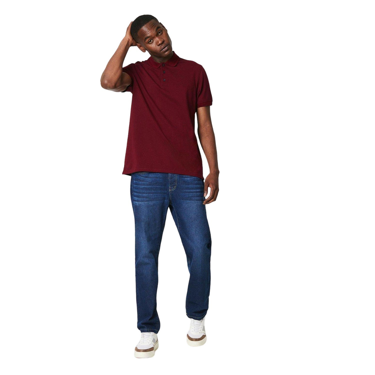 Burgundy - Side - Maine Mens Pique Washed Polo Shirt