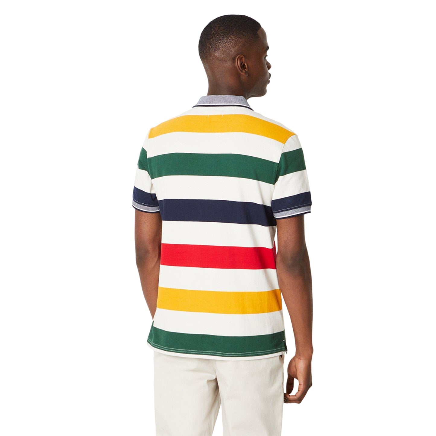 Multicoloured - Back - Maine Mens Wide Stripe Polo Shirt