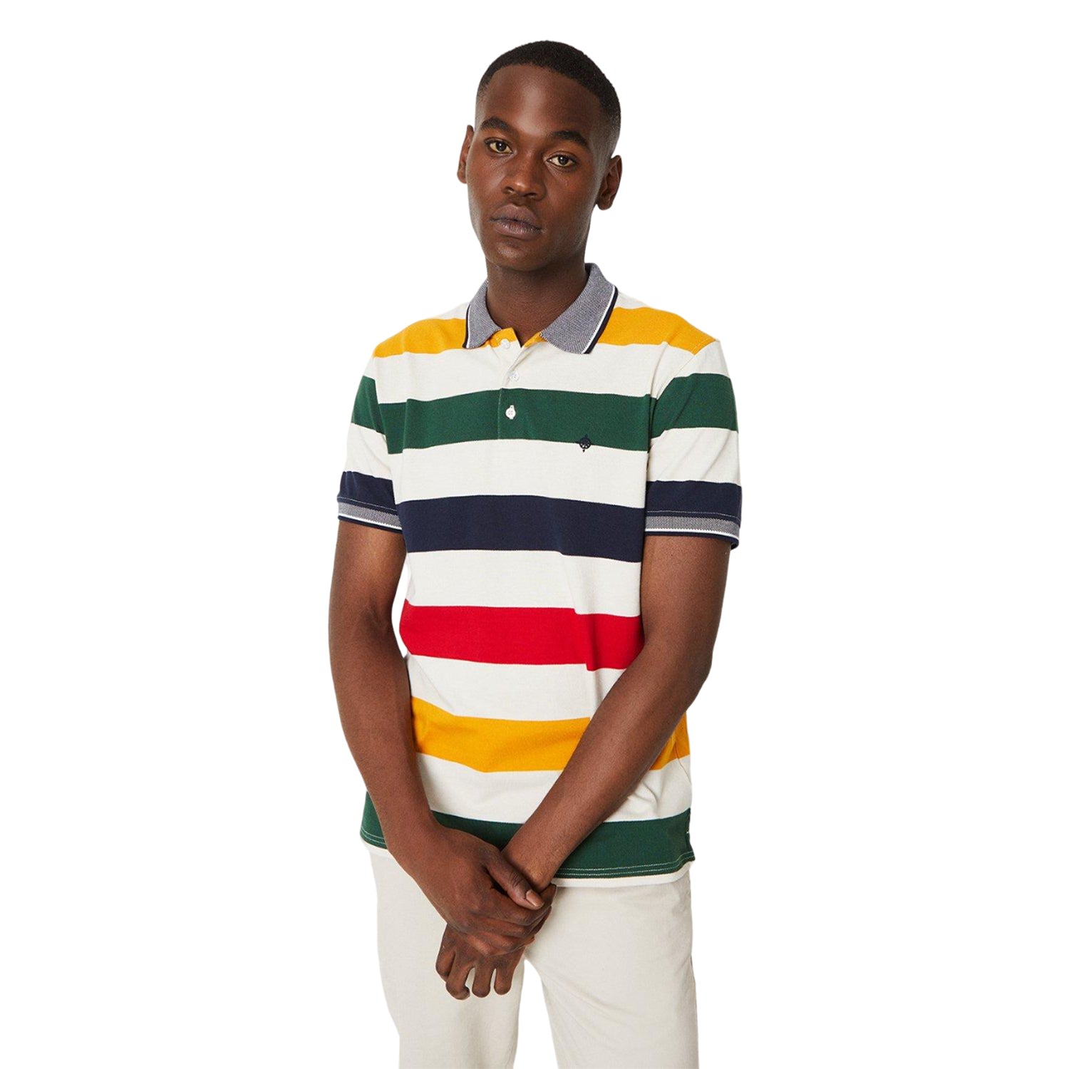 Multicoloured - Front - Maine Mens Wide Stripe Polo Shirt