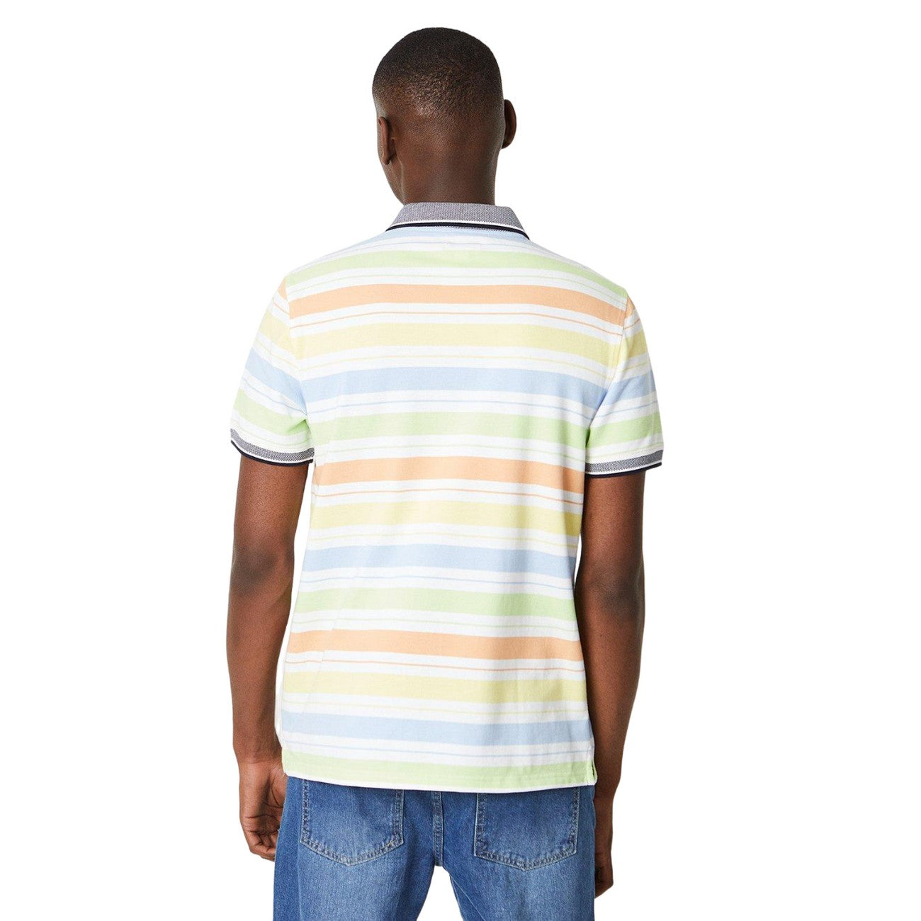 Multicoloured - Back - Maine Mens Stripe Summer Polo Shirt