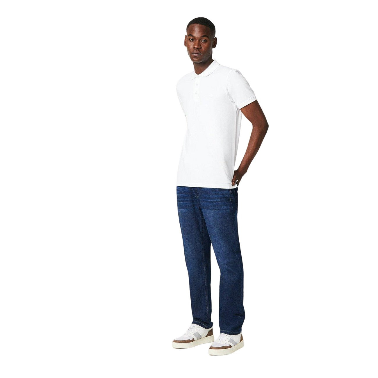 White - Side - Maine Mens Cotton Pique Stretch Polo Shirt