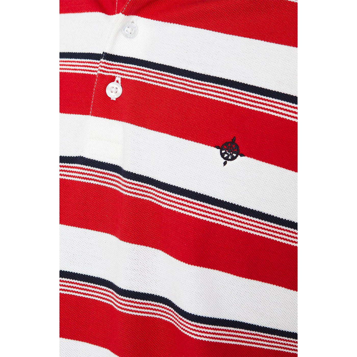 Red - Side - Maine Mens Contrast Striped Polo Shirt
