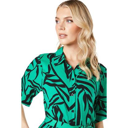 Green - Lifestyle - Principles Womens-Ladies Printed Belt Shirt Dress