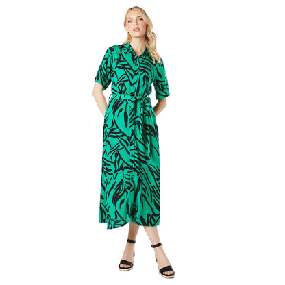 Green - Front - Principles Womens-Ladies Printed Belt Shirt Dress