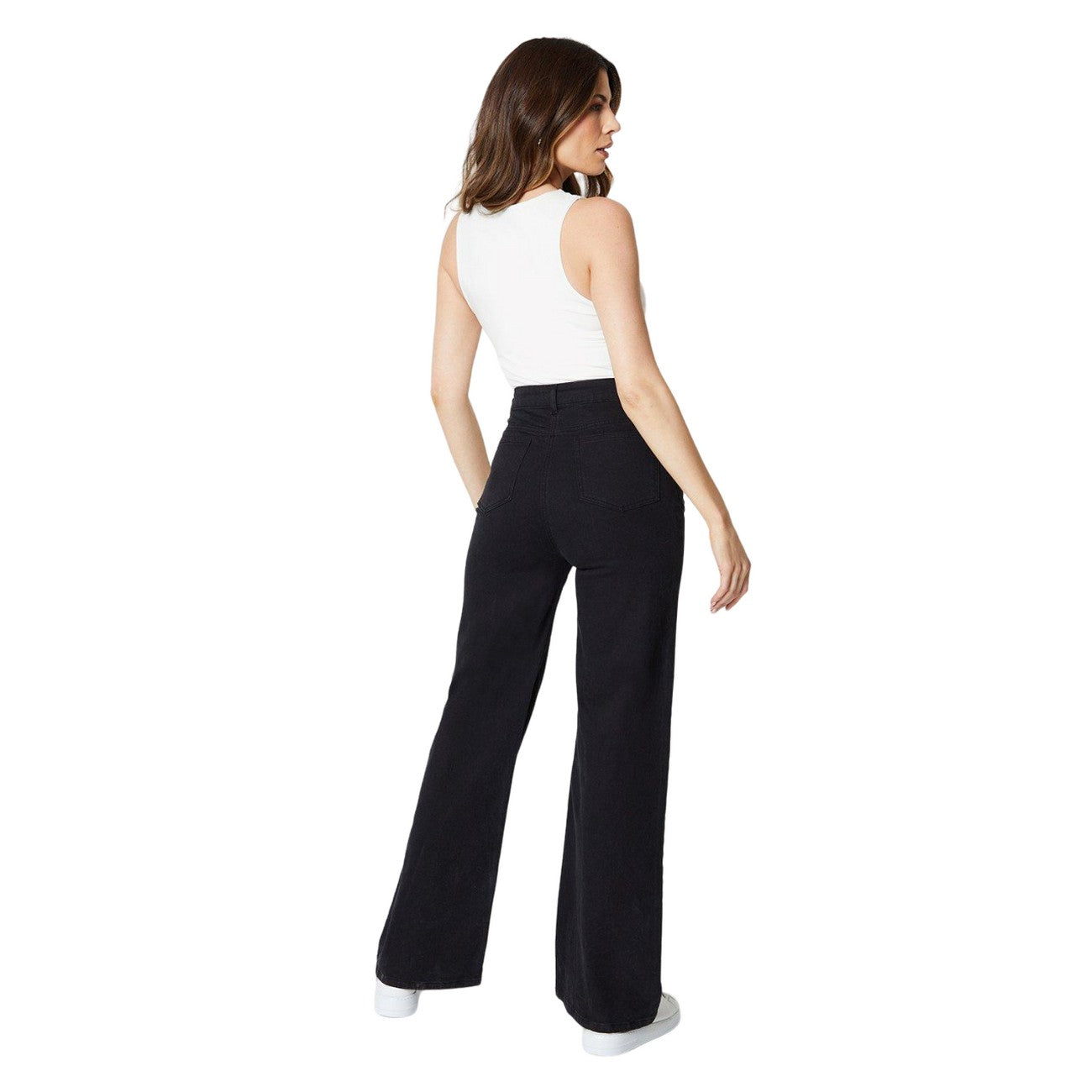 Black - Back - Principles Womens-Ladies Wide Leg Jeans