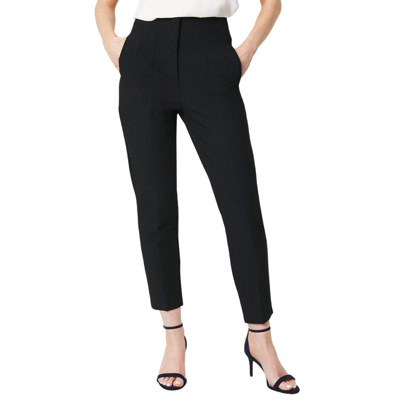 Black - Front - Maine Womens-Ladies Zip Detail Seams Trousers