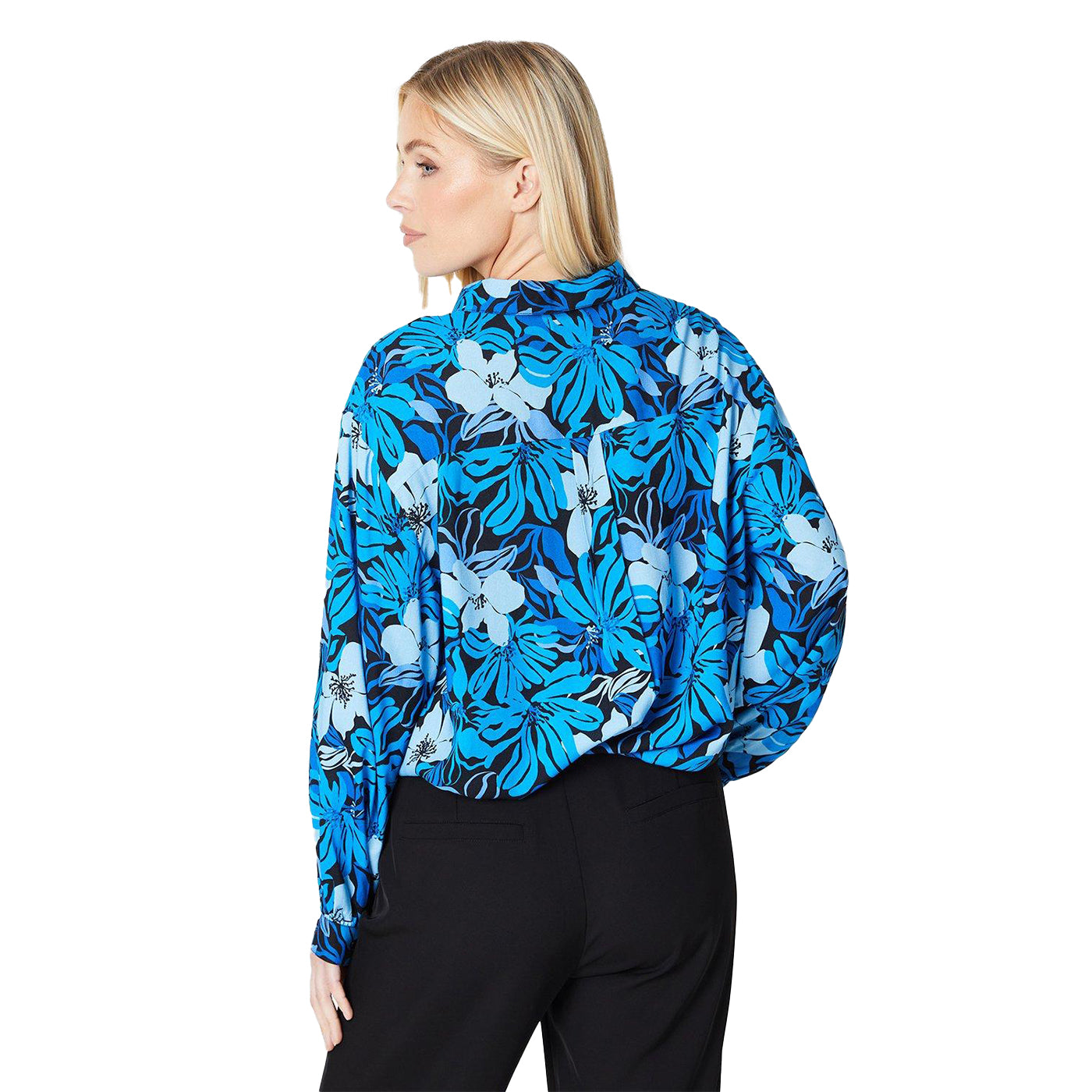 Blue - Back - Principles Womens-Ladies Floral Petite Shirt