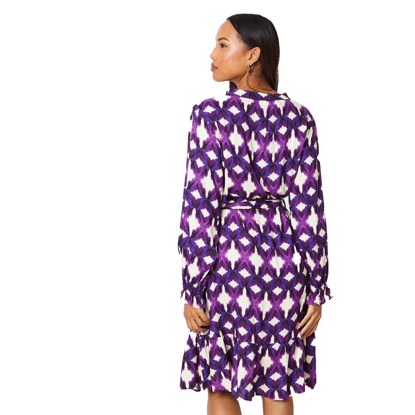 Purple - Back - Principles Womens-Ladies Abstract Belt Mini Dress