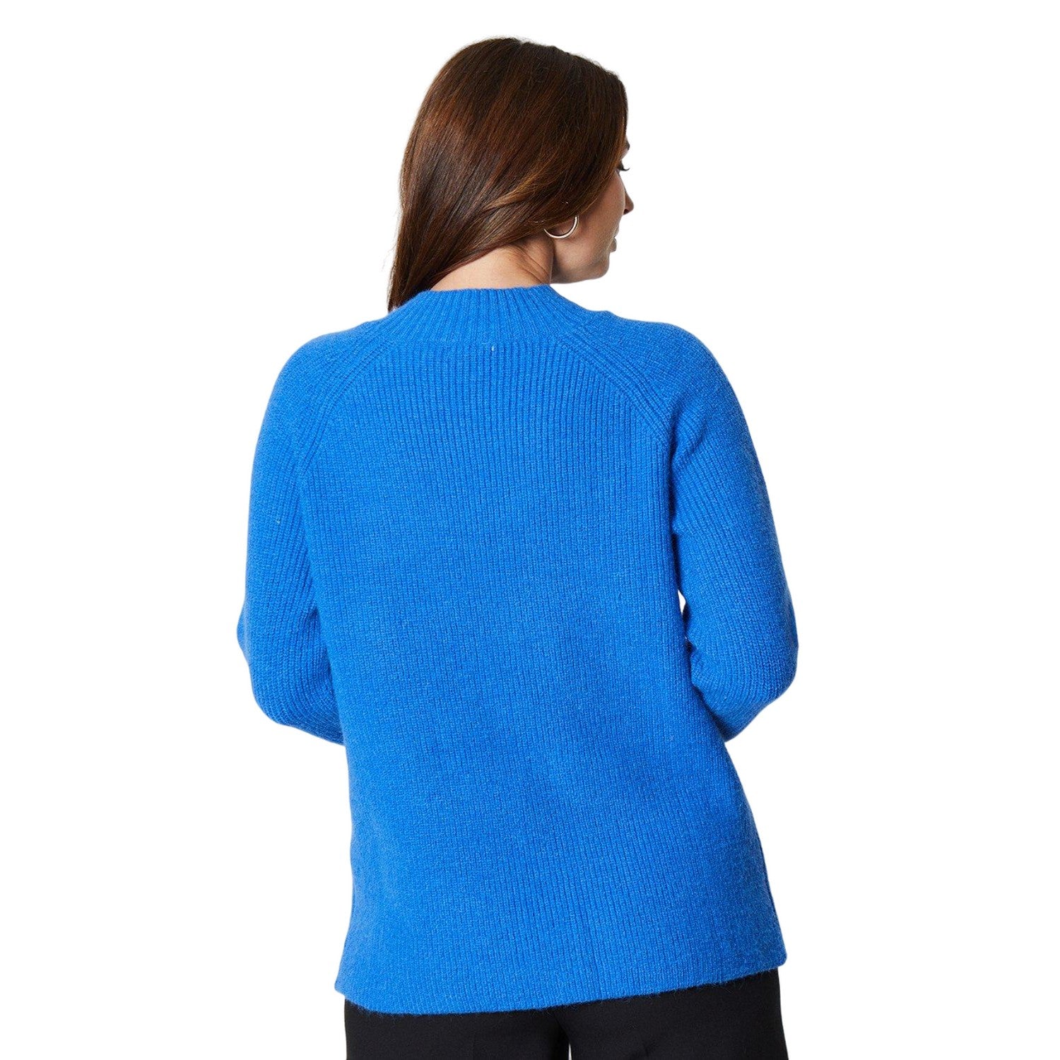 Blue - Back - Principles Womens-Ladies Button Funnel Neck Jumper