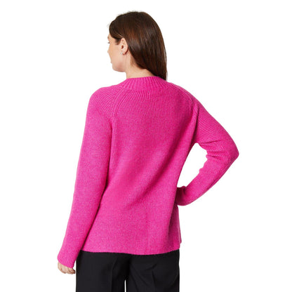 Magenta - Back - Principles Womens-Ladies Button Funnel Neck Jumper