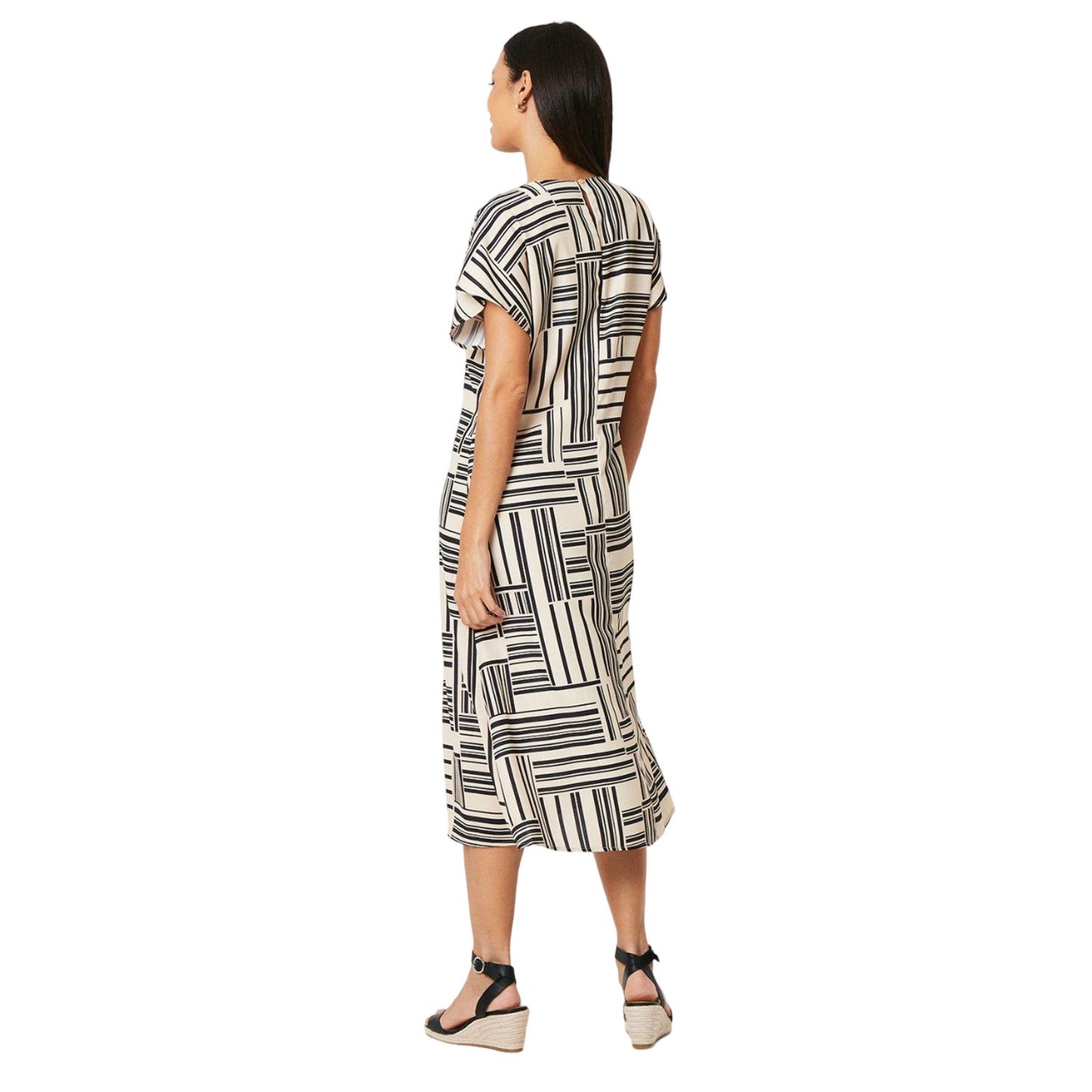 Monochrome - Back - Principles Womens-Ladies Geometric Midi Dress