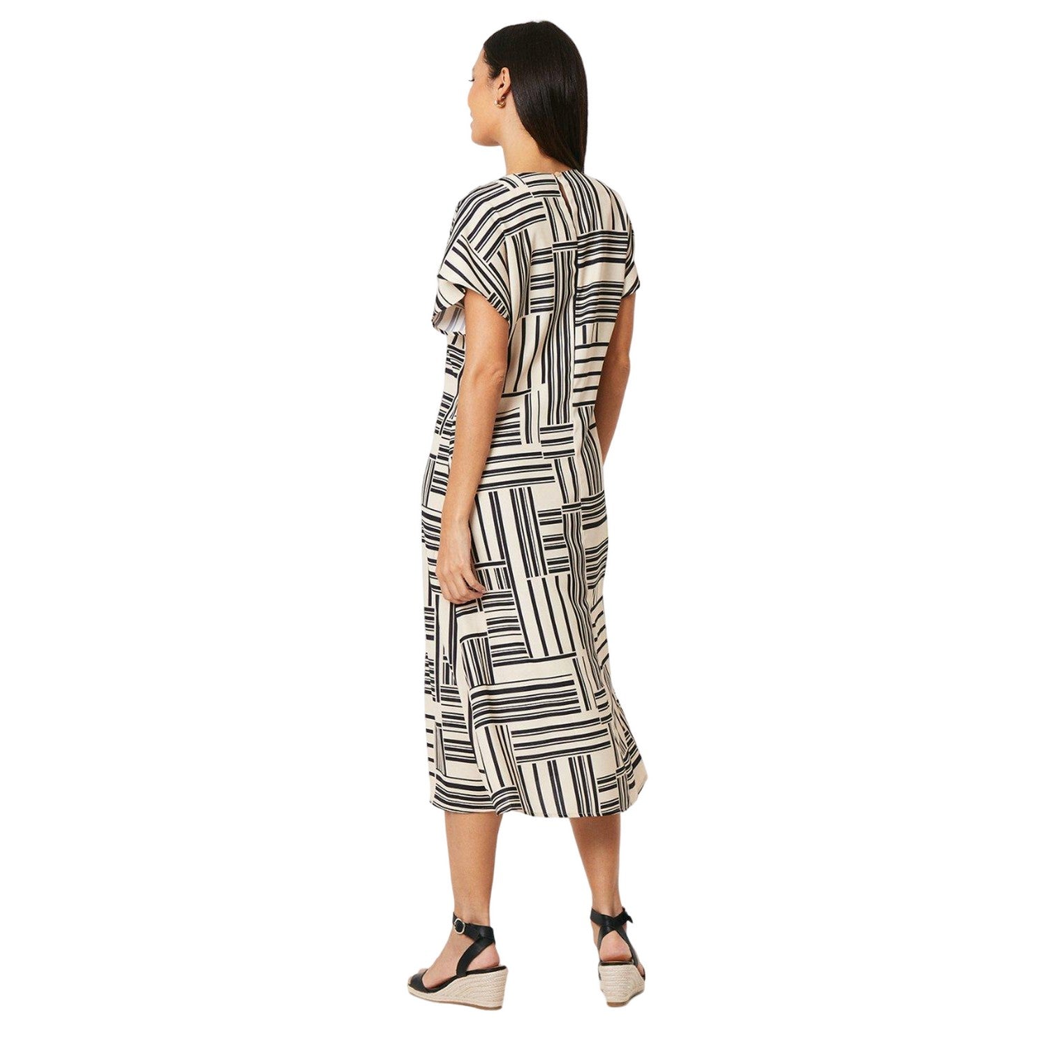 Monochrome - Back - Principles Womens-Ladies Geometric Midi Dress