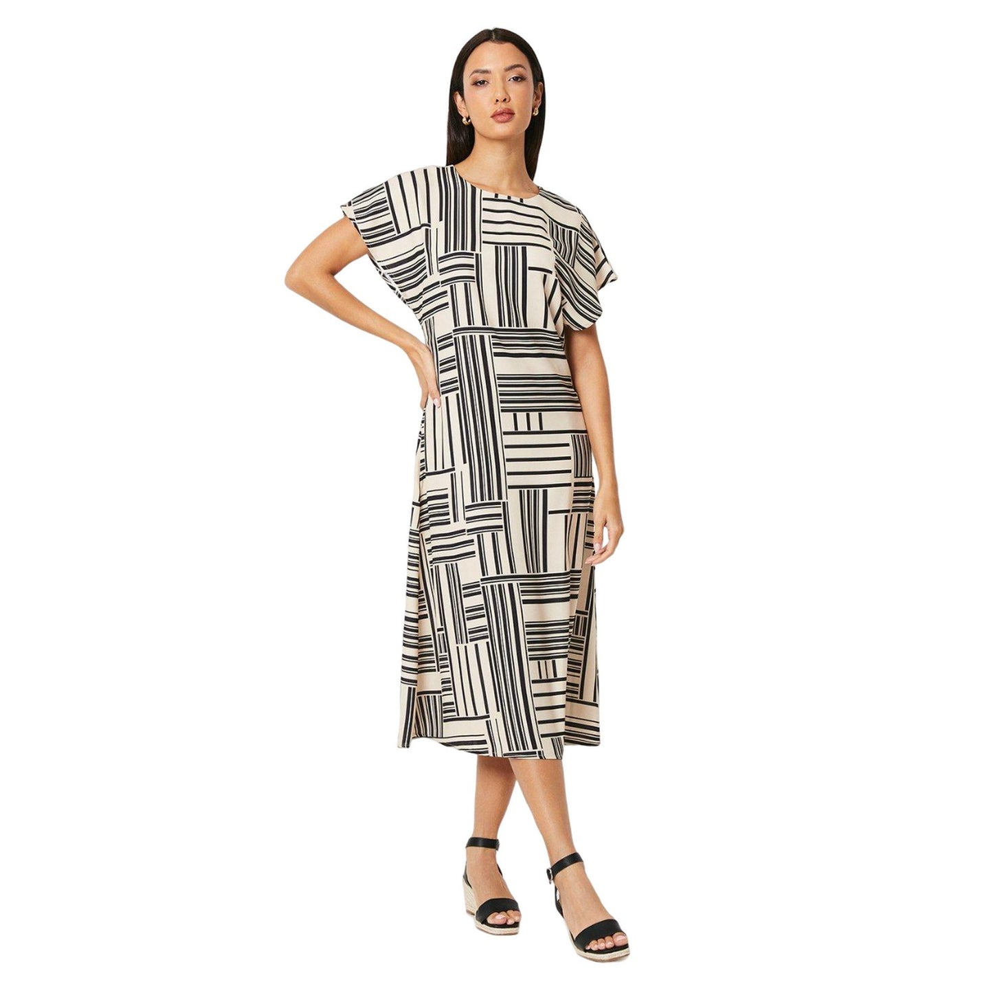 Monochrome - Front - Principles Womens-Ladies Geometric Midi Dress