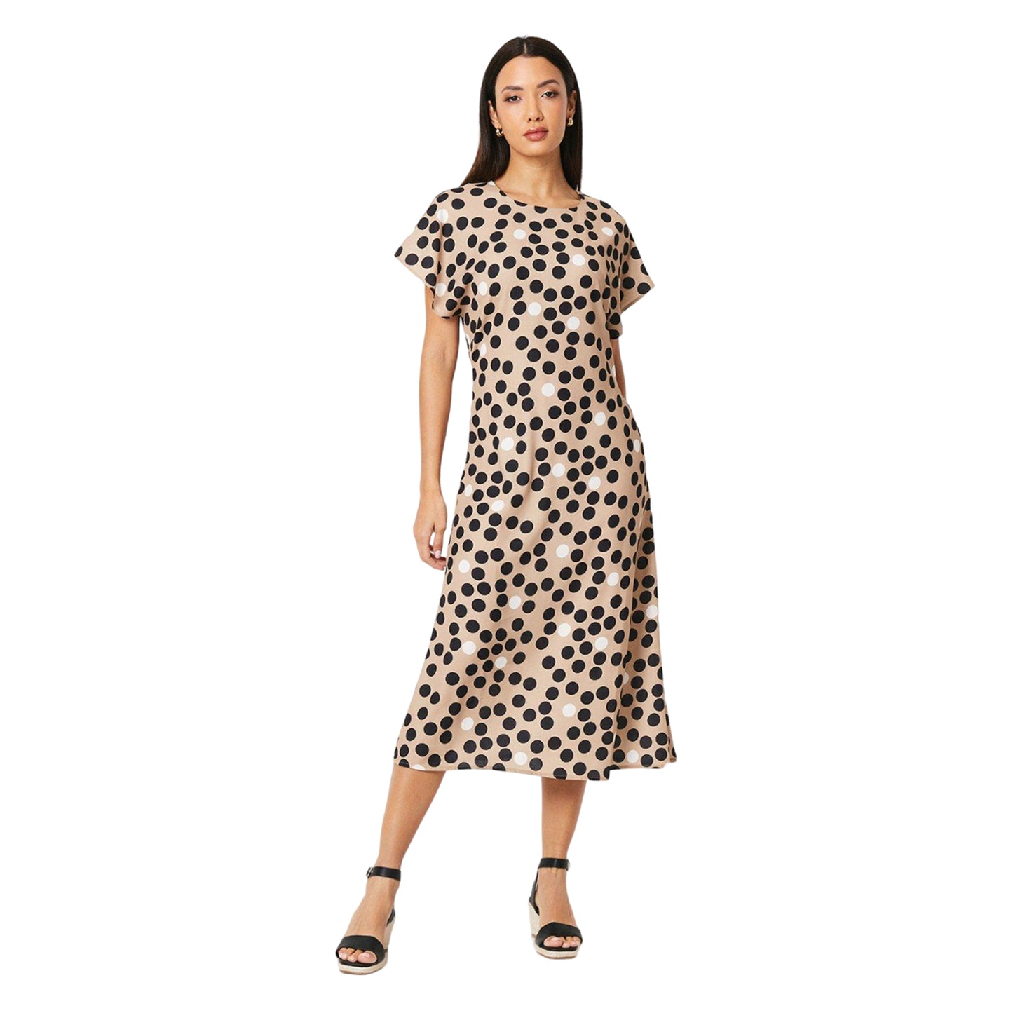 Neutral - Front - Principles Womens-Ladies Spotted Midi Dress