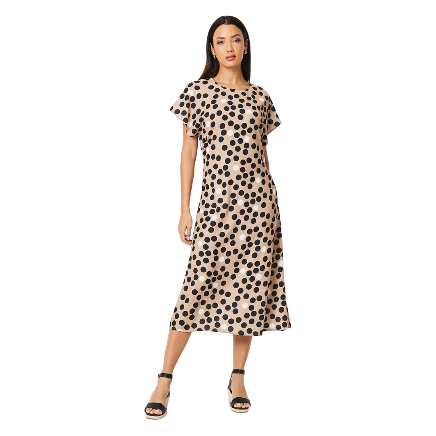 Neutral - Front - Principles Womens-Ladies Spotted Midi Dress