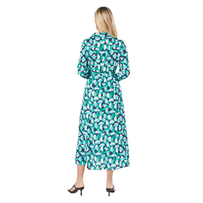 Green - Back - Principles Womens-Ladies Geometric Petite Shirt Dress