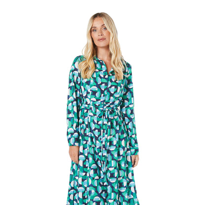 Green - Side - Principles Womens-Ladies Geometric Petite Shirt Dress
