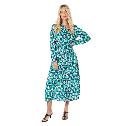 Green - Front - Principles Womens-Ladies Geometric Petite Shirt Dress