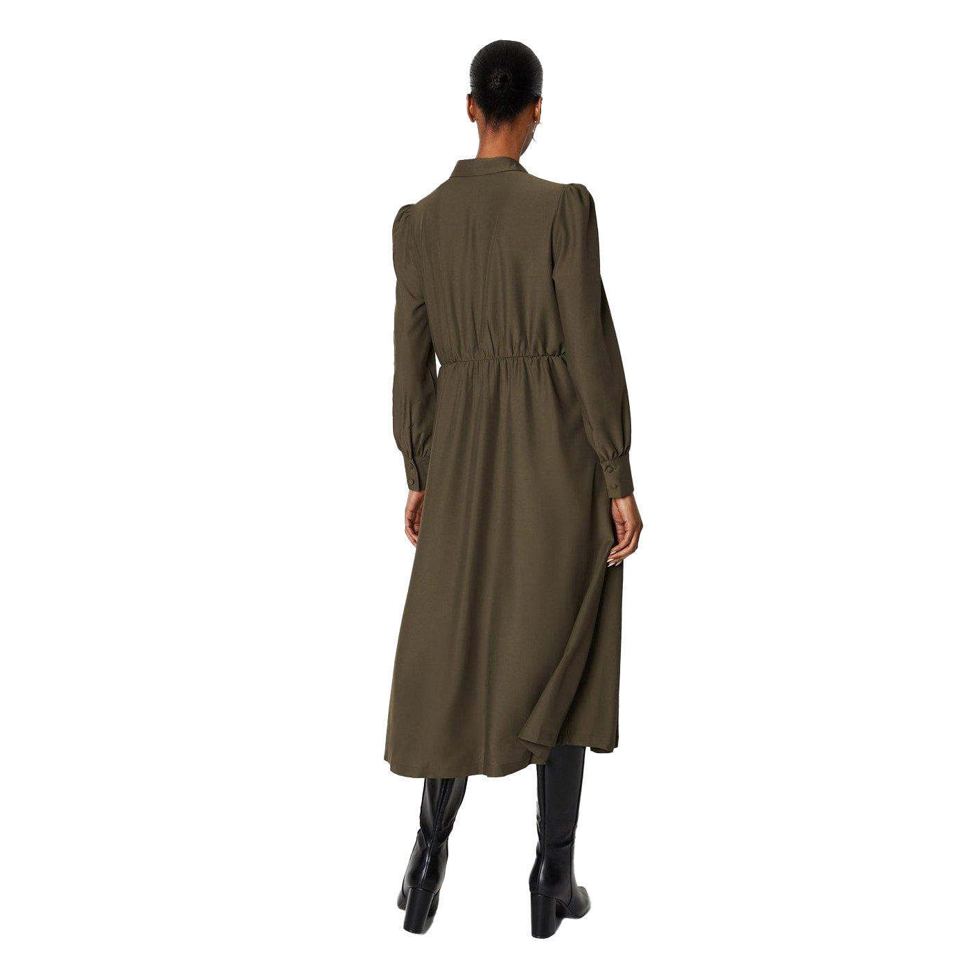 Khaki - Back - Principles Womens-Ladies Crepe Button Through Shirt Dress