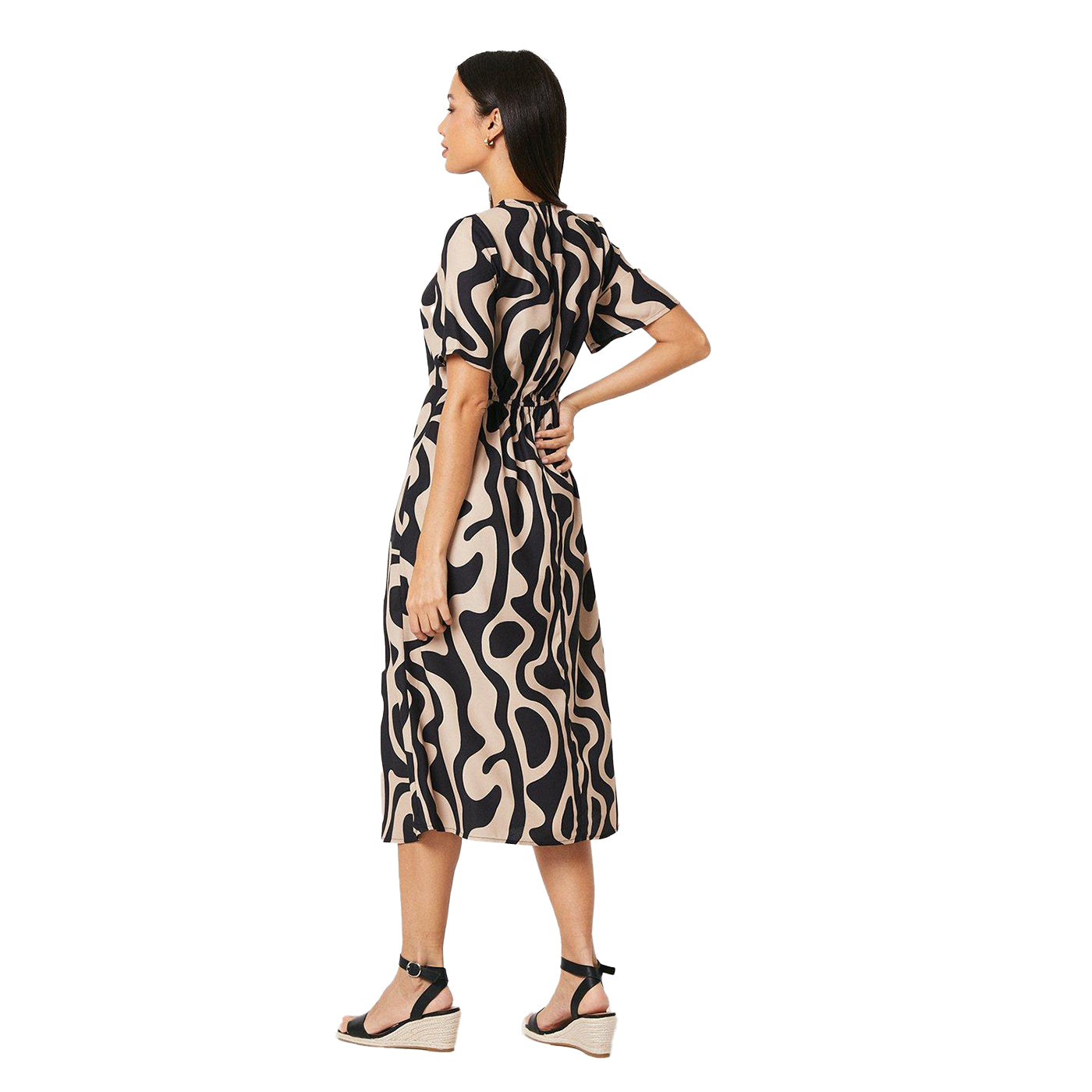 Neutral - Back - Principles Womens-Ladies Geometric Volume Midi Dress