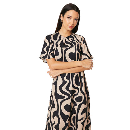 Neutral - Side - Principles Womens-Ladies Geometric Volume Midi Dress
